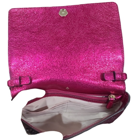 Kate Spade Spencer Metallic Pink Chain Strap Crossbody Wallet - Picture 12 of 17